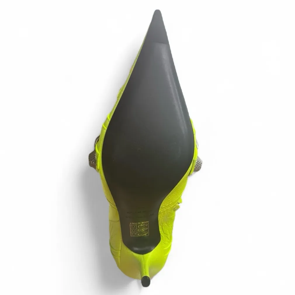 Balenciaga Cagole Leather Knee High Boots Fluorescent Yellow 90 mm Heels US 6 - Image 7