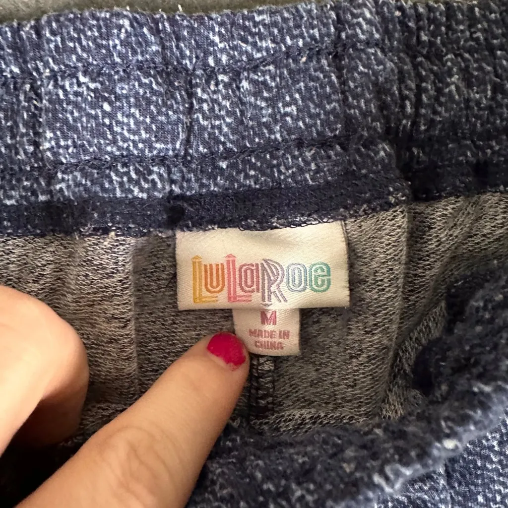 Lularoe‎ Womens Medium Blue Pull On Elastic Drawstring Joggers Pockets - Image 6