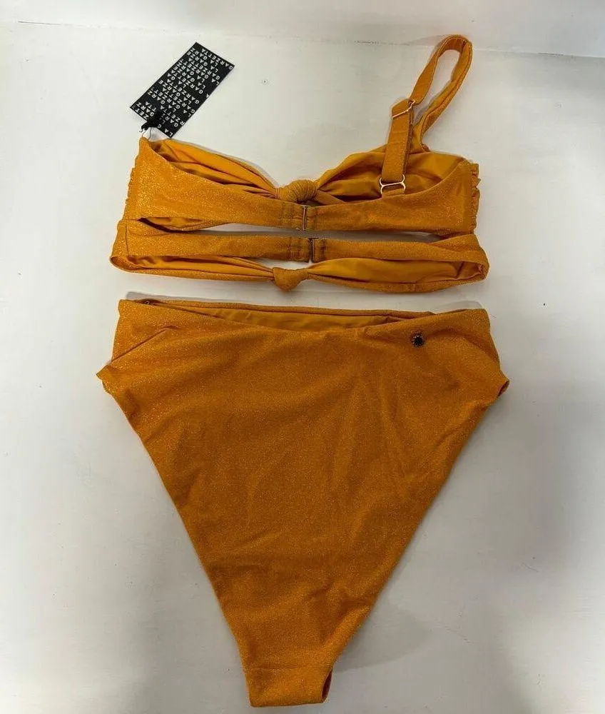 NWT The Garzetta Roca Double Knot Top & High Waisted Bikini Set Yellow Women's M Size M - Image 2