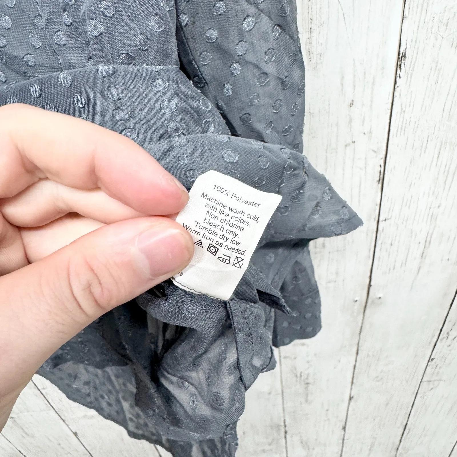 Madewell Top Women Size XS Gray Polka Dot Sheer Long Sleeve Button Down Blouse - Image 5