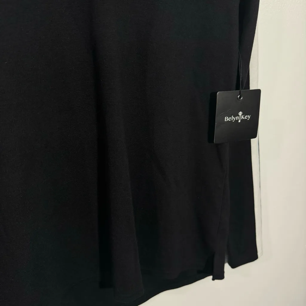 NWT Belyn Key Simone Pullover Golf‎ Sweater In Black/White Size Small Black - Image 3