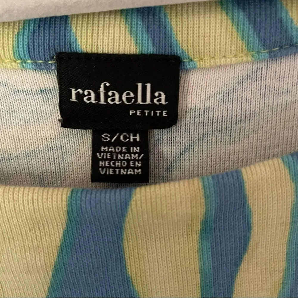 Rafaella Boxy Shirt S Funky Zebra Print Green Blue Short Sleeve Modest Neckline - Image 7