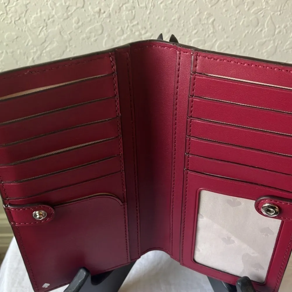 Kate Spade: Colorblock Blue/Purple tone 12 card slots- ID card spot- red inside - Image 9