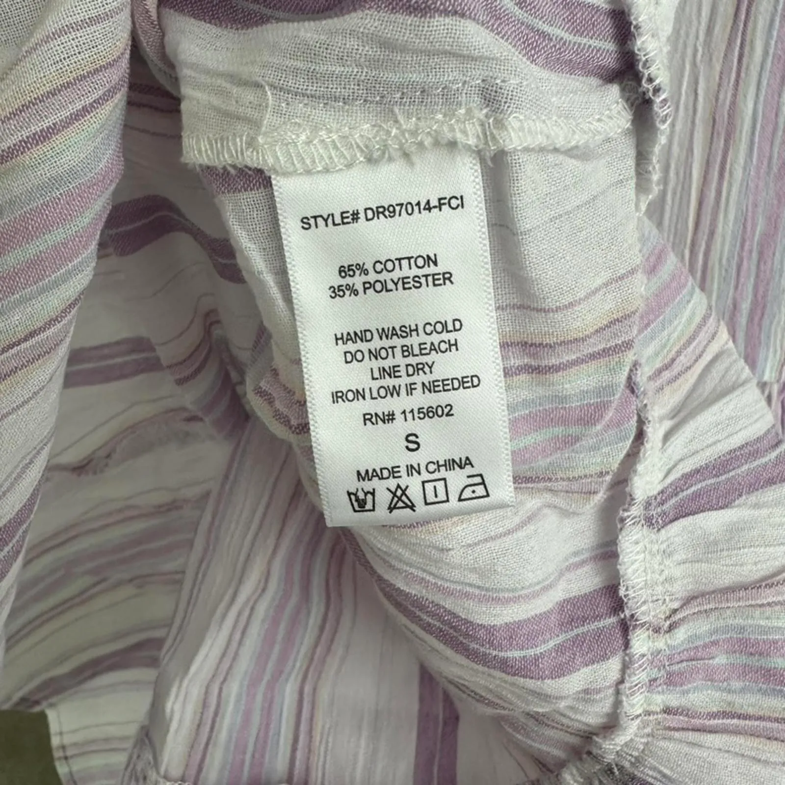 Lush Long Sleeve Fit & Flare Mini Dress White Purple Stripe NWT Small - Image 7