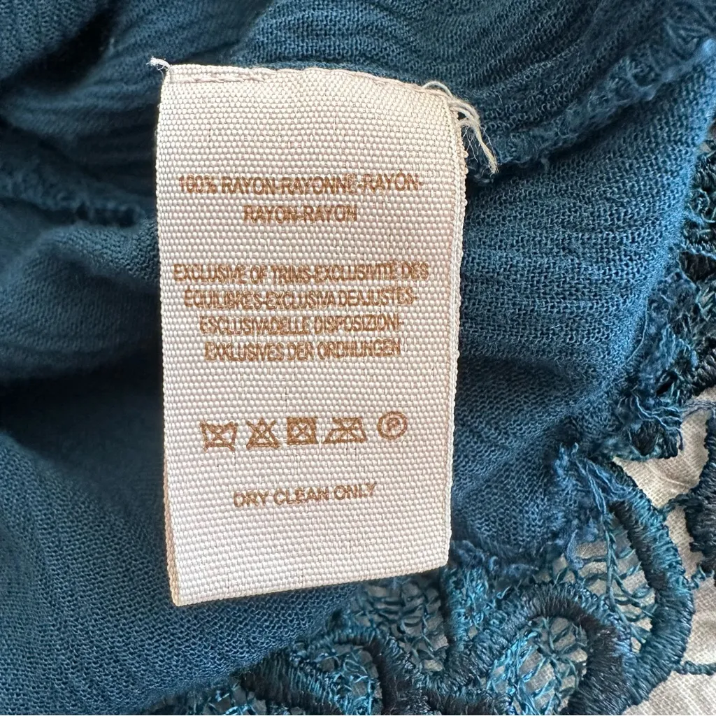 Free People Wicked Spell Tunic Mini Dress Teal Blue Boho Embroidered Size M - Image 13