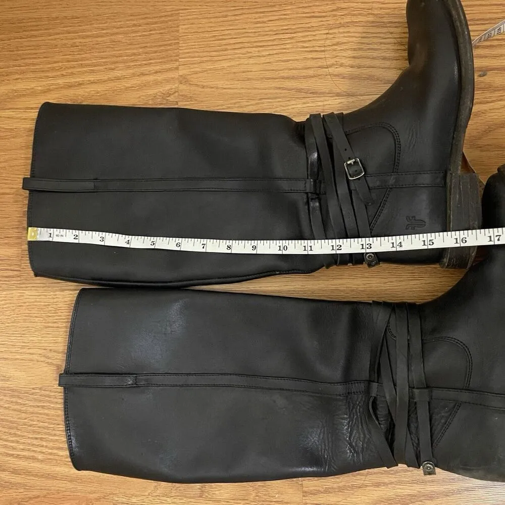 FRYE Leather Black Knee high Riding Western country boots US 7 -77754 4003 - Image 12