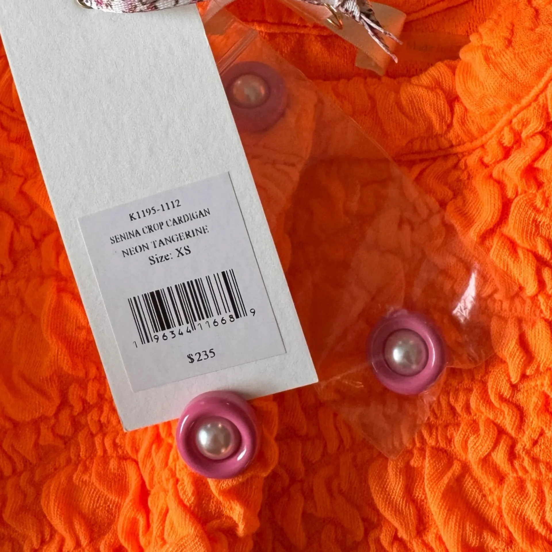 LOVESHACKFANCY - NWT Neon Tangerine Senina Crop Cardigan Sz XS - Image 10