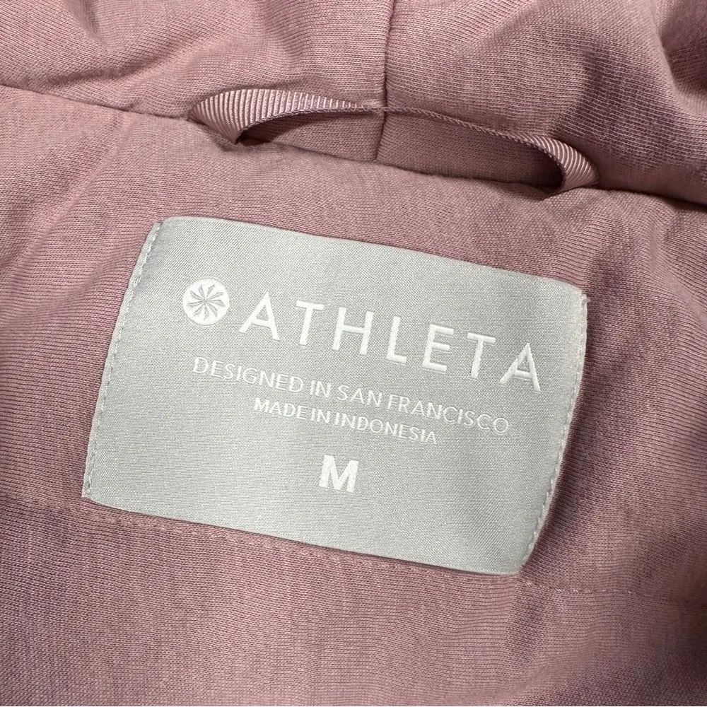 Athleta Ritual Jacket Winter Coat Hooded Full Zip Longsleeve Mauve Faux Fur M - Image 11