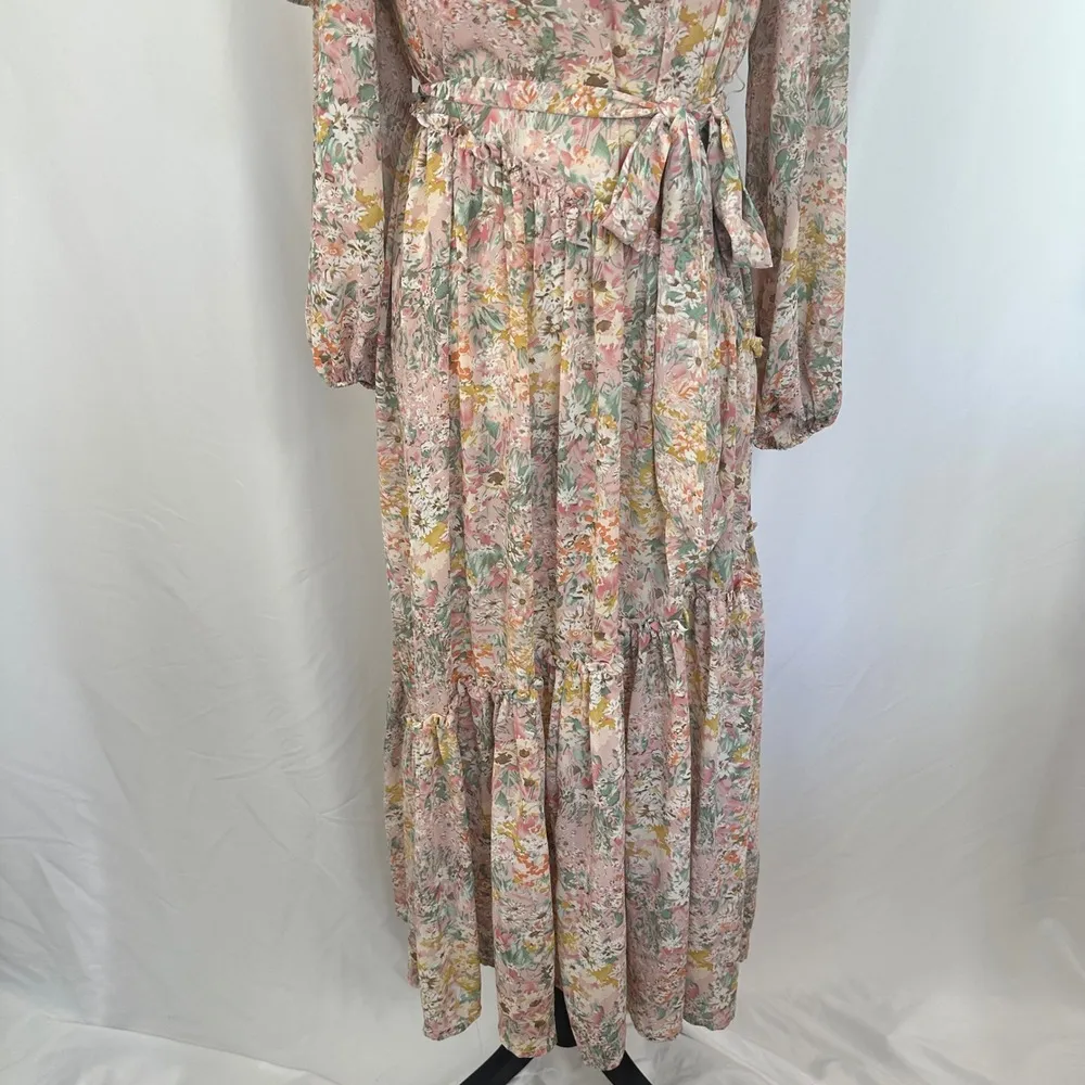 Revolve ASTR the Label Kaylani Dress In Pink Multi Floral Off Shoulder Ruffle XS - Image 8