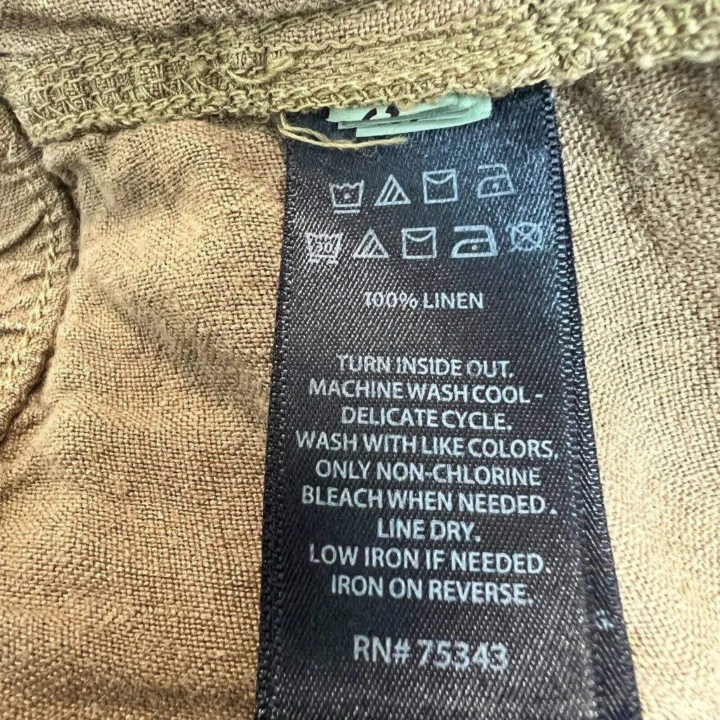 Rachel Roy Pants Womens Medium Brown 100% Linen Tapered Leg Casual Drawstring - Image 12