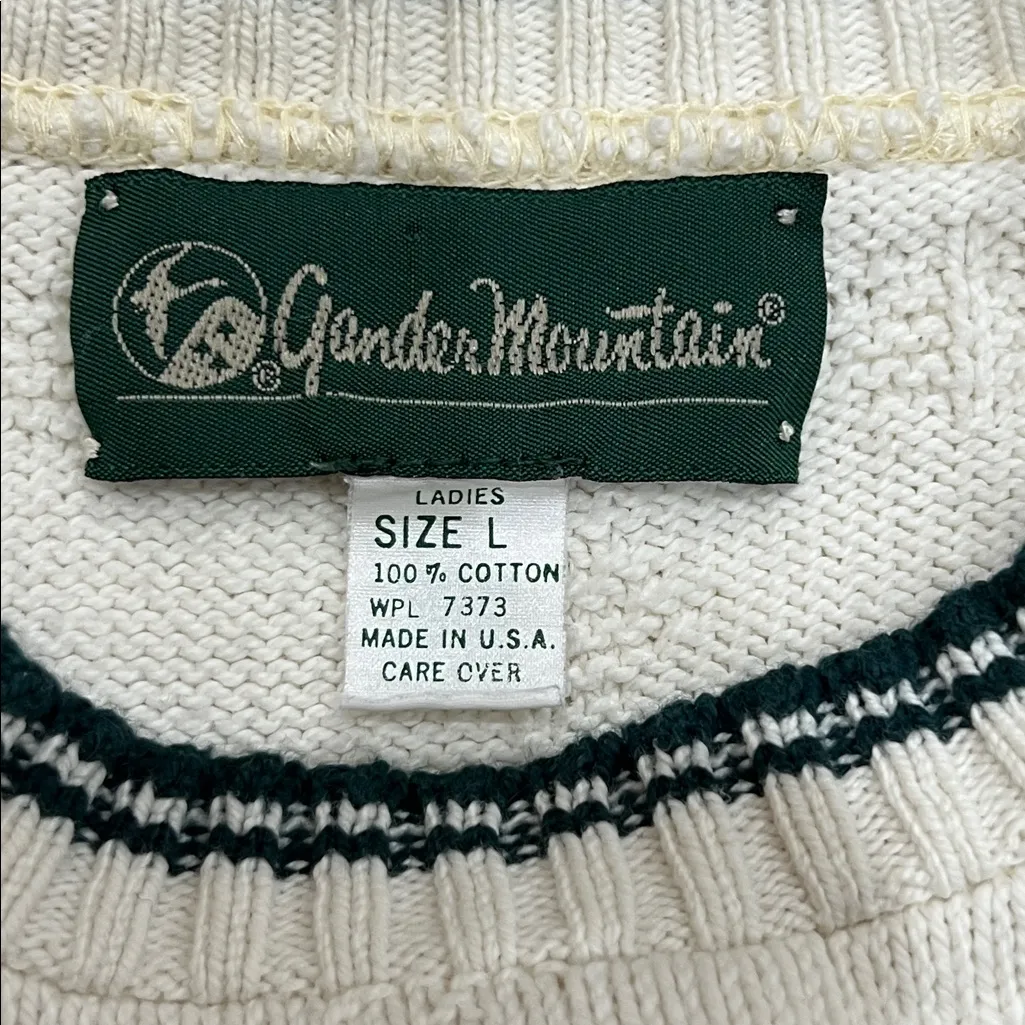 Vintage Gander Mountain Embroidered Birds Ivory Sweater Size Large - Image 9