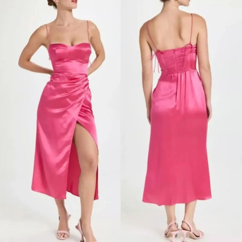 Reformation Silk‎ Marguerite Midi Dress in Pink Size 10 Formal - Image 14