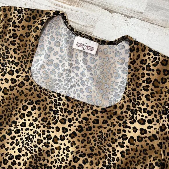 Y2k Cheetah Square Neckline Baby Tee Womens Size Medium‎ Tan - Image 2