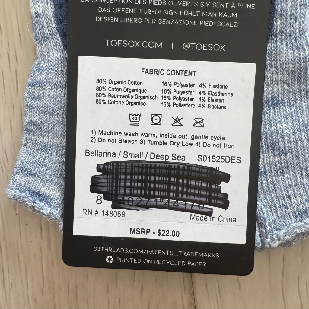 ToeSox Ballerina Half Toe Grip Socks in Deep Sea Size Small NWT Blue - Image 5