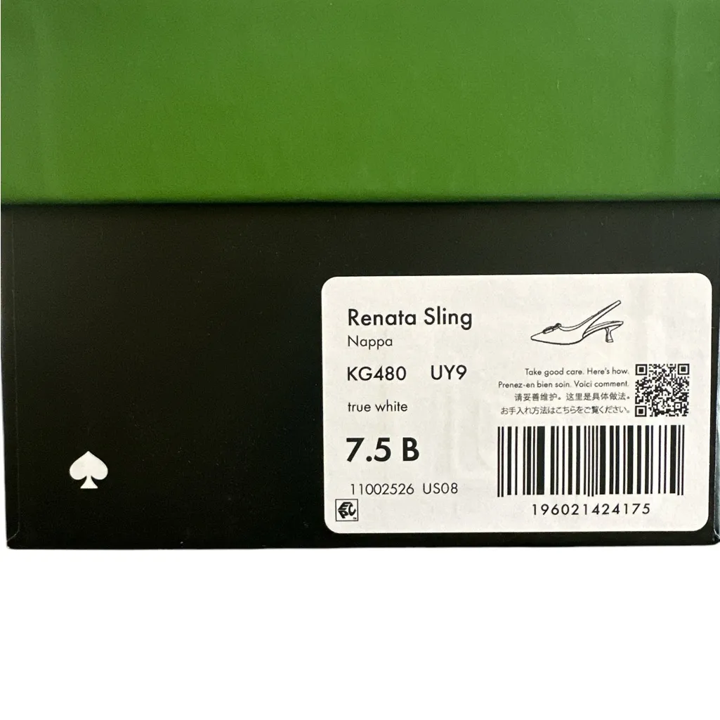 NWT Kate spade NY Renata Leather Embellished
Slingback Pumps True White 7.5B - Image 6