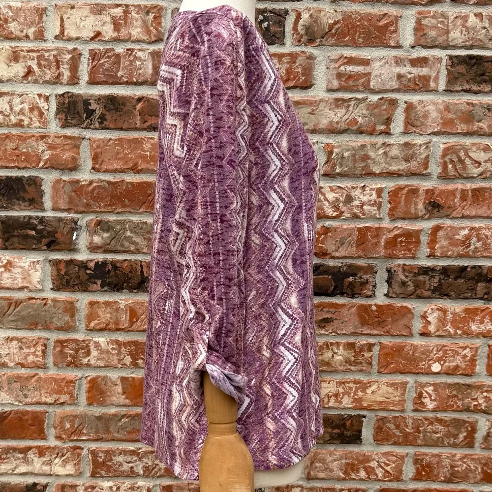 Erika Purple Tunic with 3/4 Sleeves and a Mandarin Collar - Image 3