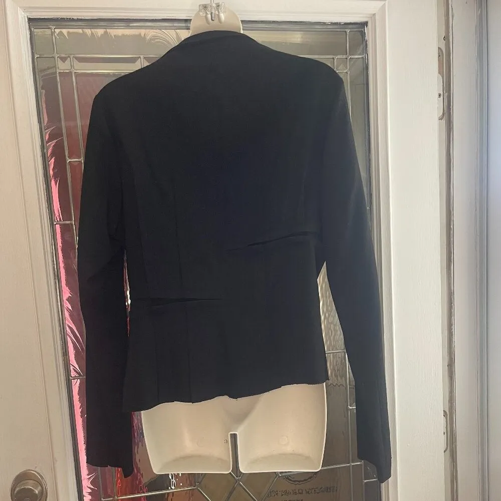 Vintage 80s LEIKO Off Set Button Up Cropped Blazer Jacket Coat Size 8 Black - Image 2