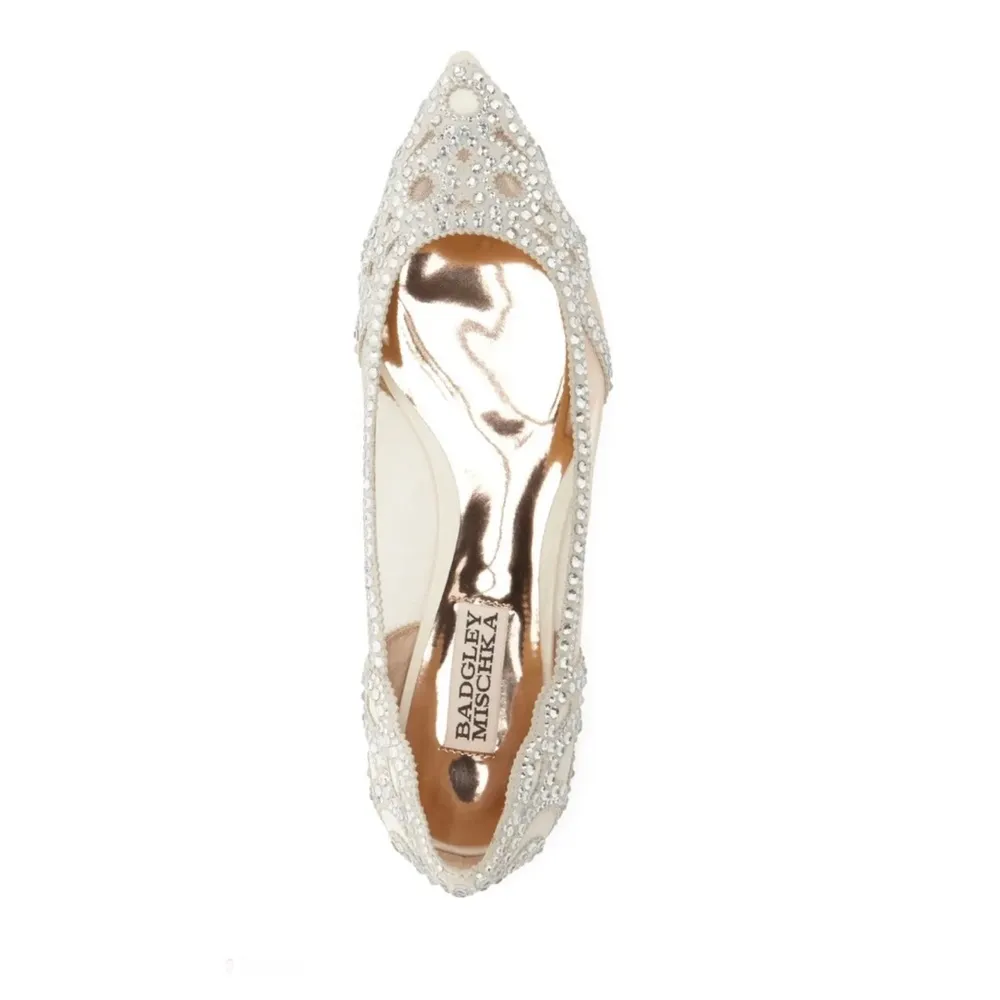 Badgley Mischka Crystal Pointed Toe Flats, Size 8W NEW w/o Box Retail $235 - Image 6