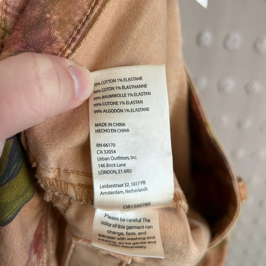 Anthropologie Pilcro The Wanderer Low Rise Pants Floral Straight Leg Sz 27 Peach - Image 7