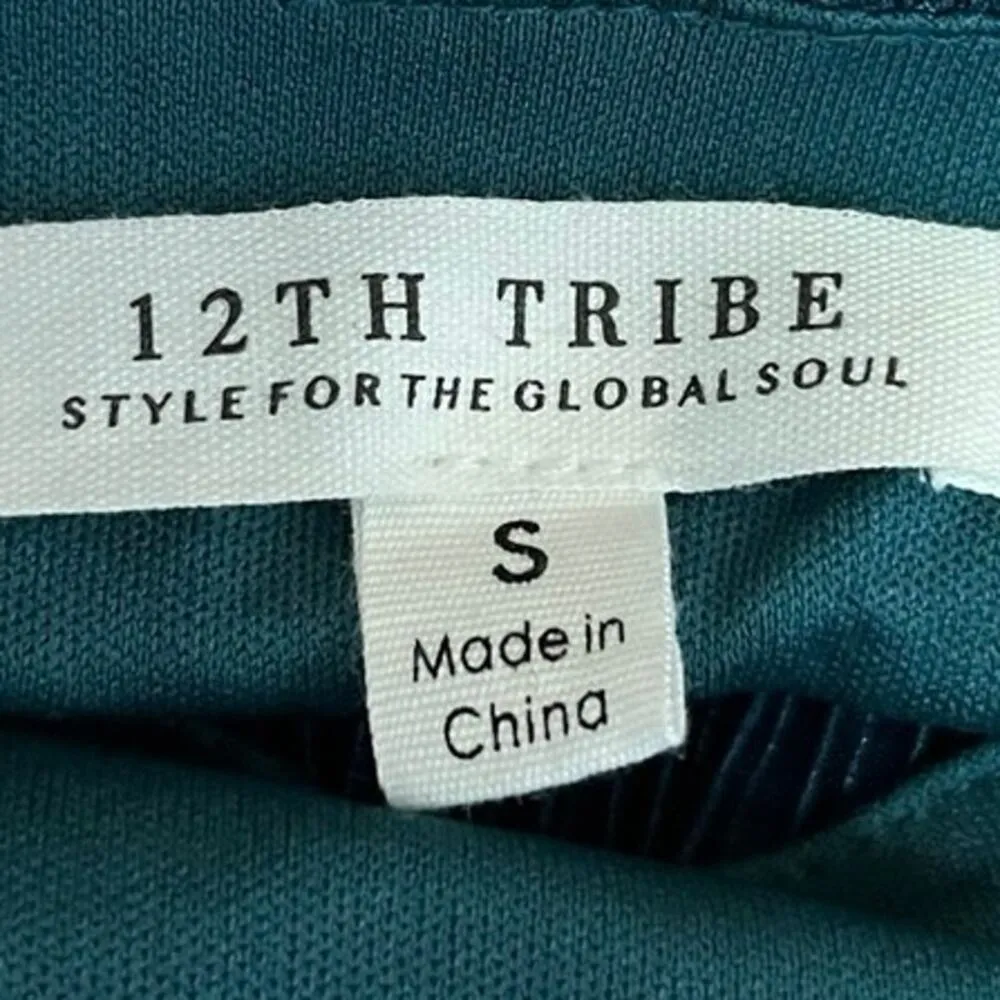 12th Tribe Blue Rib Velvet Velour V-neck Sleeveless Crop Corduroy Bra Tank Top S - Image 4