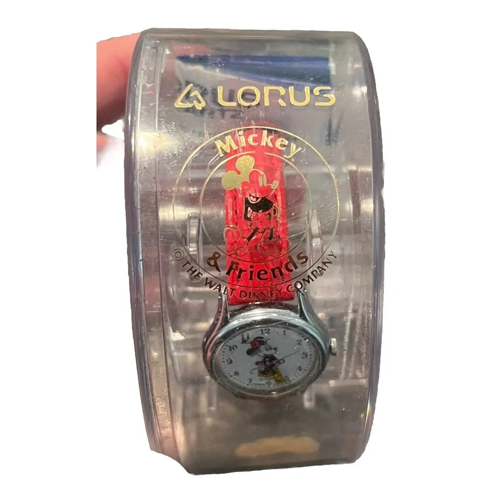 VTG Walt Disney Minnie Mouse Watch New Battery & Red Leather Strap Lorus Quartz - Image 4