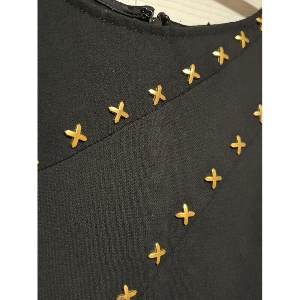 NWT. $1280 VERSACE COLLECTION COLD SHOULDER Shift Dress Black Size: M | US8 IT44 - Image 7