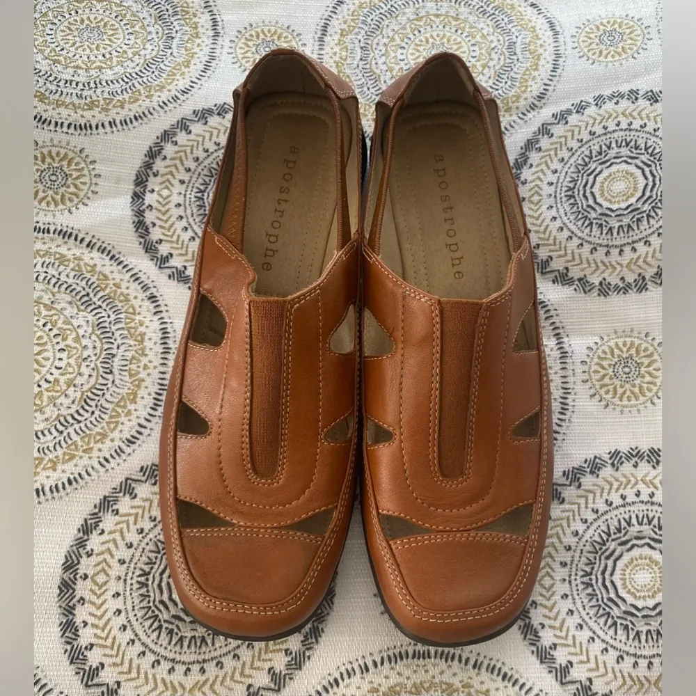 Vintage Women's Size 8.5M Apostrophe Brown Sandals Casual Slip On Summer Shoes - Image 7