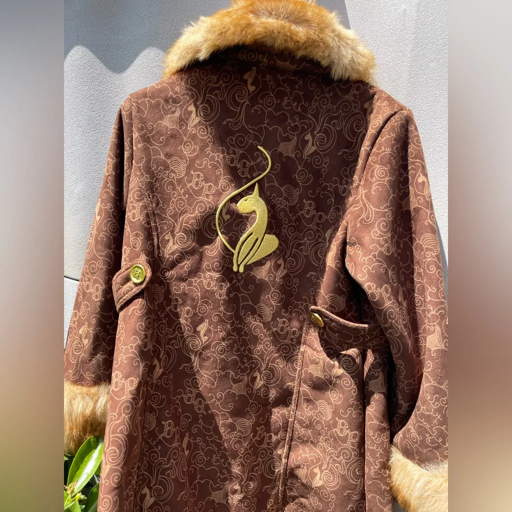 Vintage Baby Phat Brown Gold Faux Fur Women’s Brown Coat Women’s Sz L - Image 6