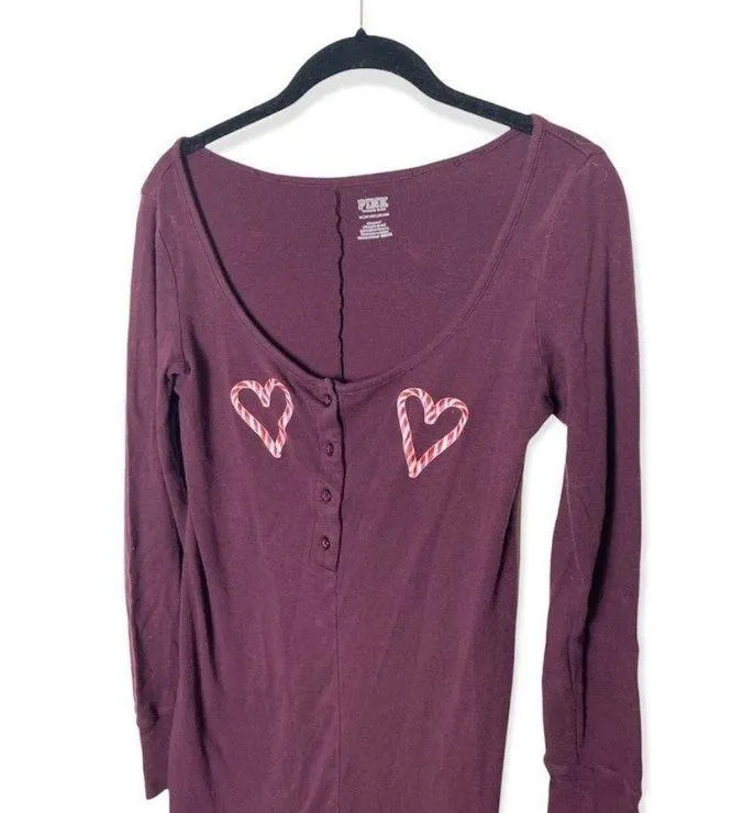 Victoria's Secret  Pink SZ XS purple candy cane onesie - Image 4