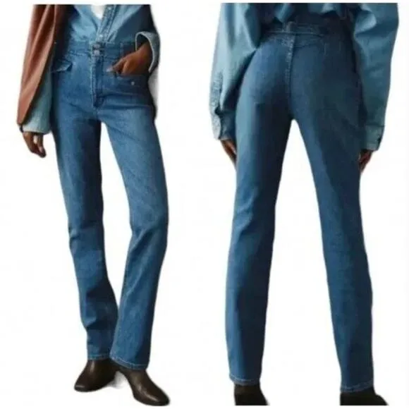 Maeve Anthropologie Bombshell High Rise Flap Pocket Stretch Straight Jeans 28 - Image 2