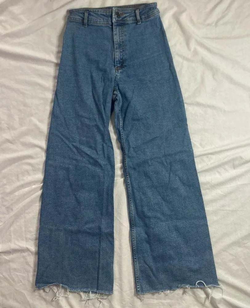 Zara High Waisted Marine Straight Jeans Size 2 (tagged 6) Navy Blue - Image 7