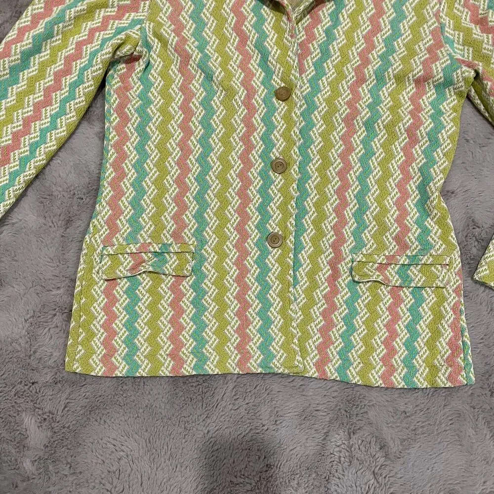 Anthropologie Aldo Martins Women‎ 12 Chevron Blazer Jacket Bamboo Spain Designer - Image 7