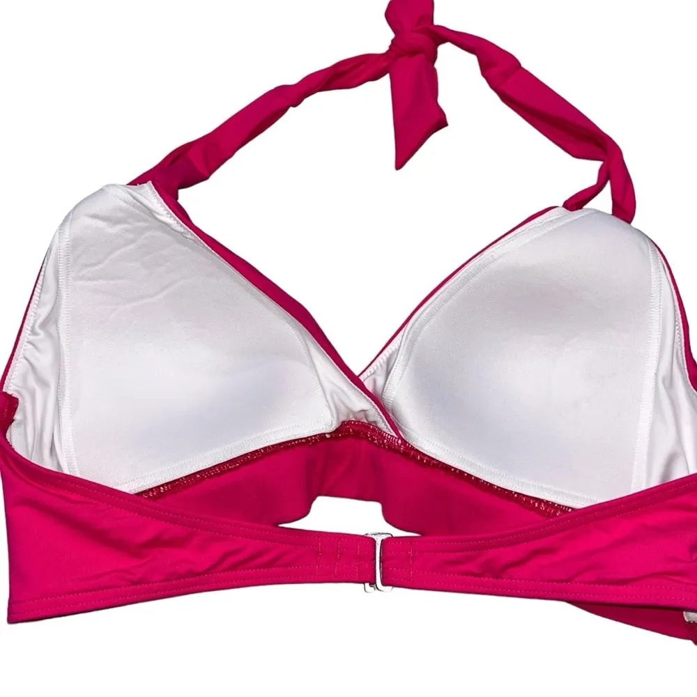 Lands’ End Pink Embroidered Halter Bikini Swim Top - Image 4