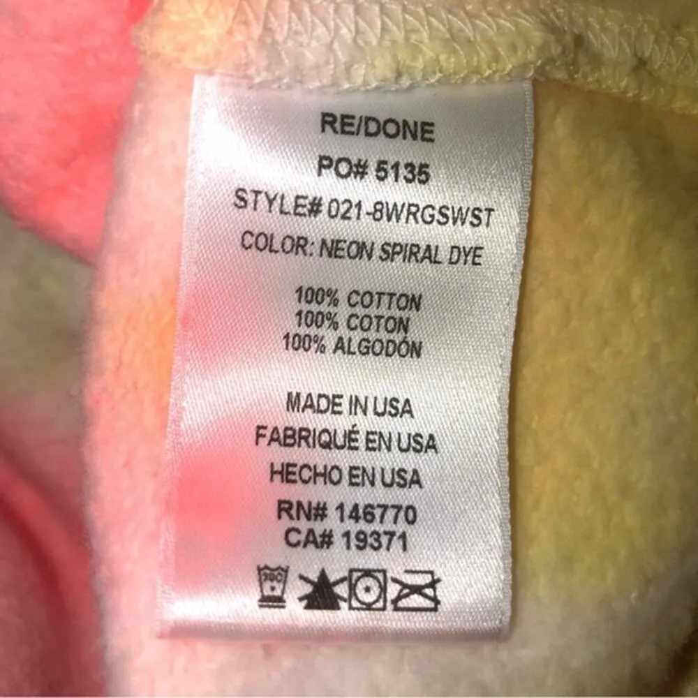 Hanes ReDone Neon Spiral Dye Raglan Crewneck XS NWT - Image 5