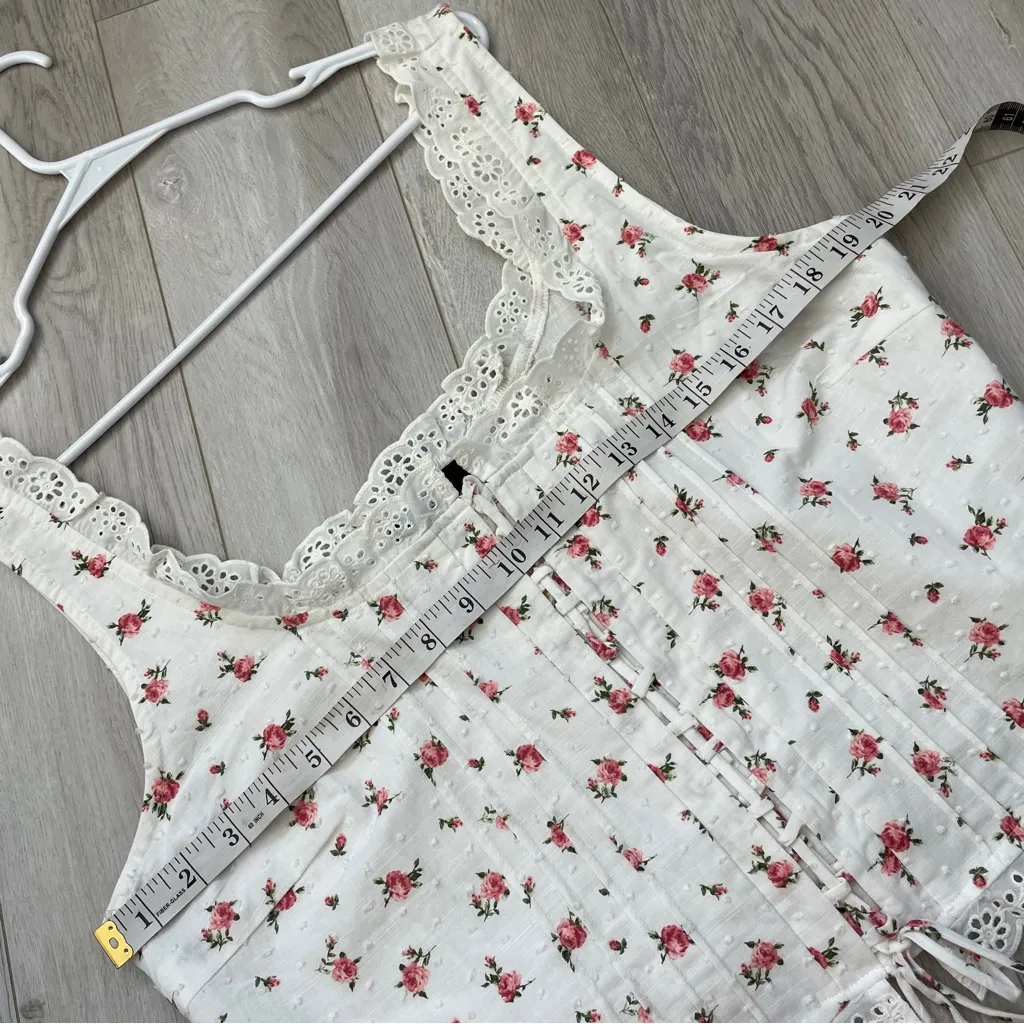 Forever 21 Top floral lace corset lace up womens White (size 1x) cottagecore - Image 3