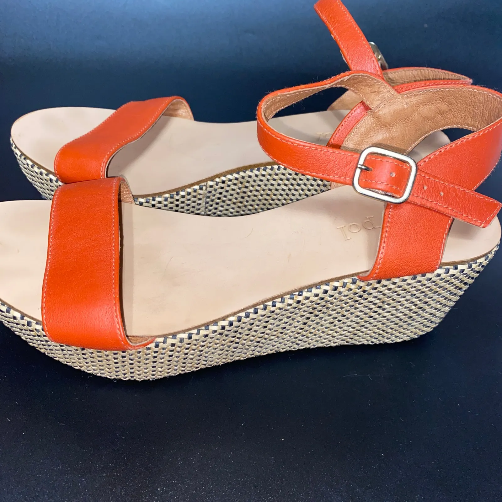 Maypol Brown Leather Woven Wedge Heels Platform Sandals Women's Size 38 US 7.5 - Image 5