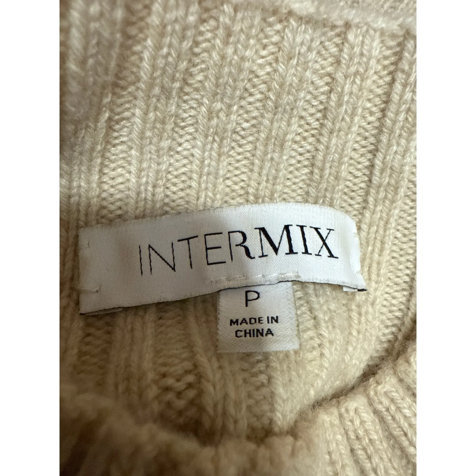 Intermix Women's Tan Ribbed Knit Long Sleeve Turtleneck Sweater Top Size S - Image 3