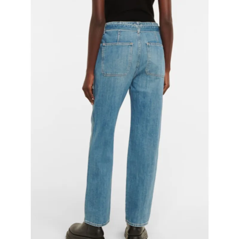 Veronica Beard Womens Rinley High Rise Cropped Jeans Durango Blue Button Fly 28 - Image 2