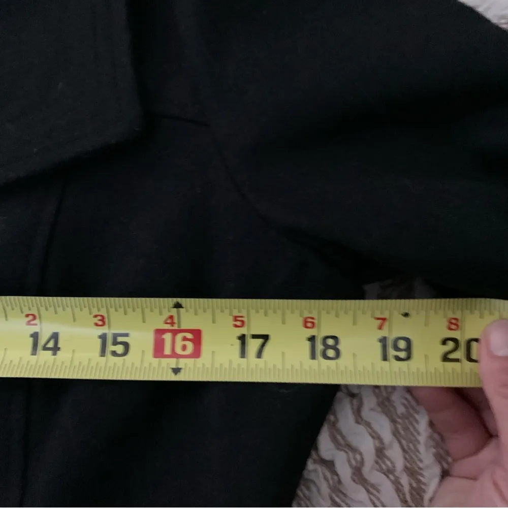 Guess  Wool Blend Black Coat Silver Hardware Belted Single Breasted Medium - Image 9