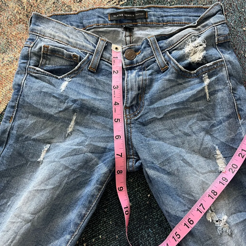 Flying Monkey Platinum Skinny Jeans Low Rise Distressed Women’s 24 Medium Wash - Image 12