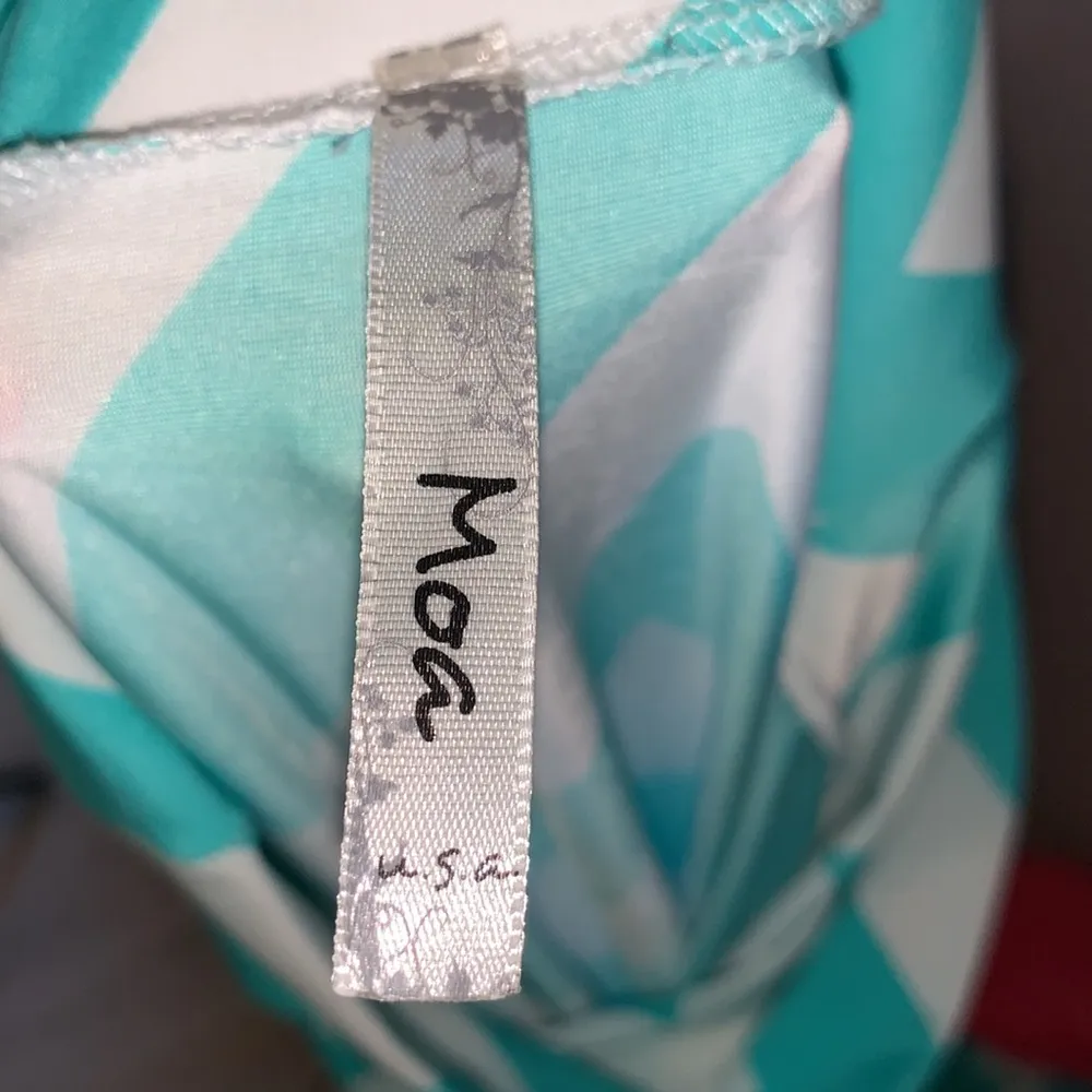 Moa blue white chevron print stretchy maxi skirt Size M - Image 6