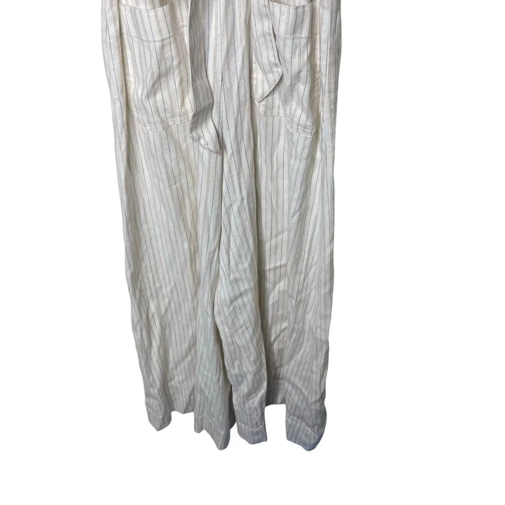 Anthropologie Maeve The Colette Wrap Jumpsuit in Striped Linen Edition sz 6 - Image 7