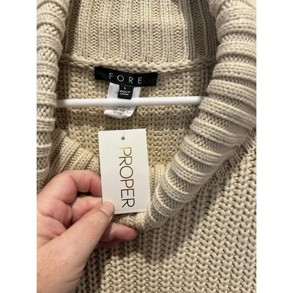 Fore Womens Beige Knit‎ Sleeveless Comfy Turtleneck Sweater Vest L Large NWT - Image 7