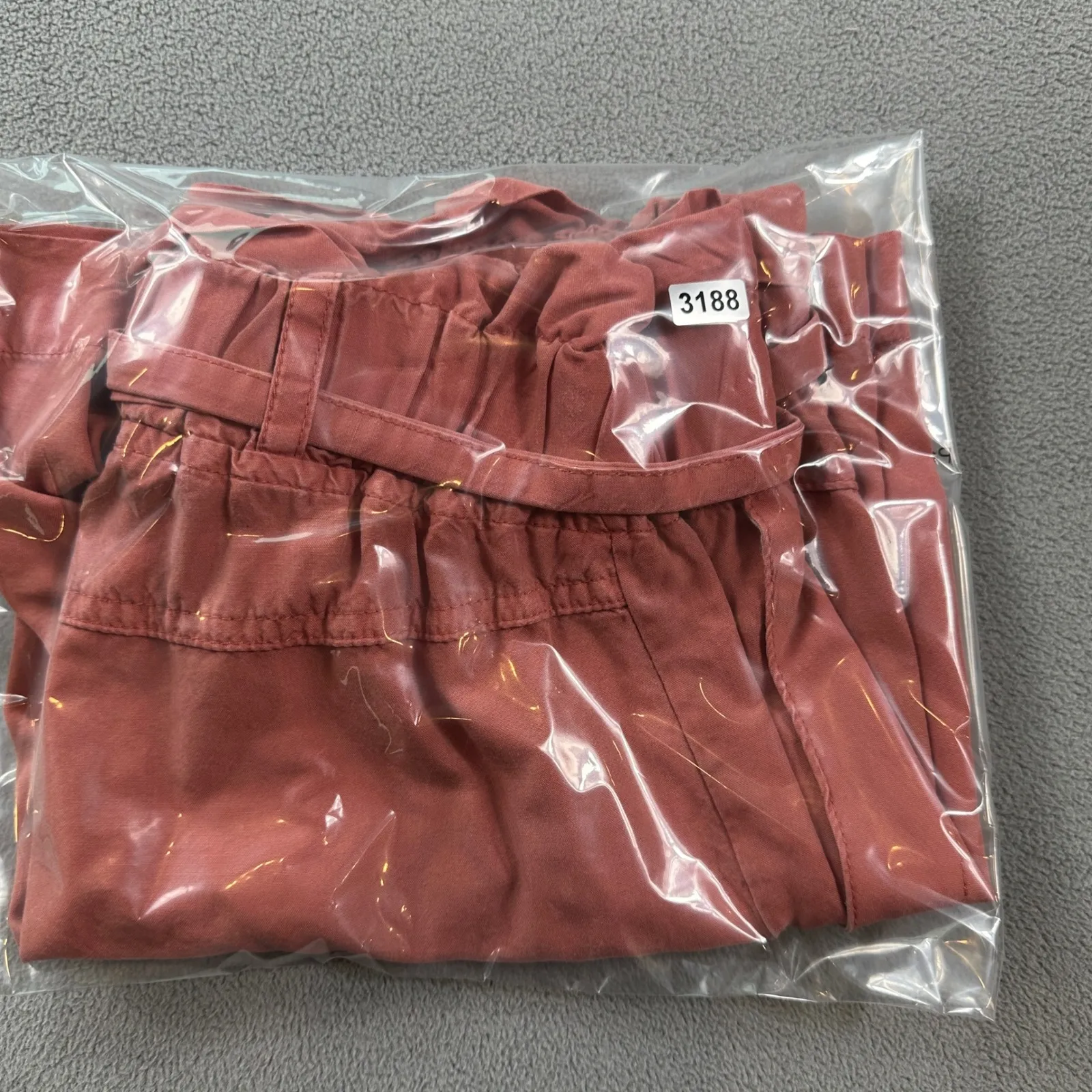 THREAD SUPPLY Paperbag Waist Shorts XS Womens Brick Dust Tencel Lyocell Tie Belt Pink - Image 7