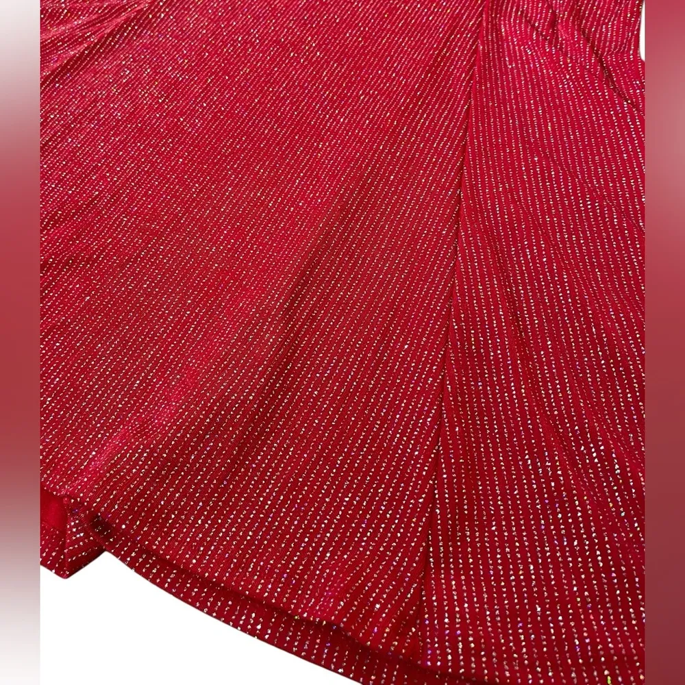 Carabella Vintage 80s Red Glitter Sparkle Glam Party Dance Maxi Mermaid Skirt Size L - Image 3