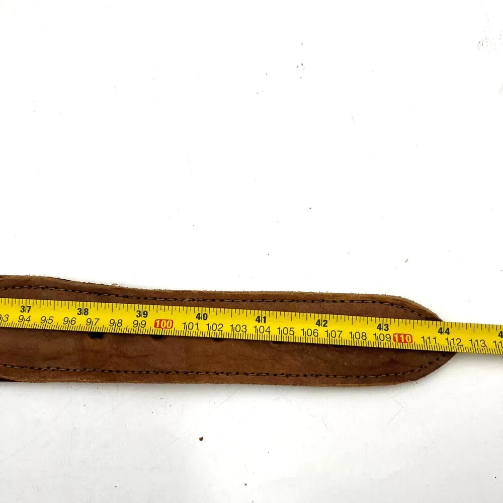 Handmade Leather Belt Woven Tribal Animal Motifs Green Tan - Image 4