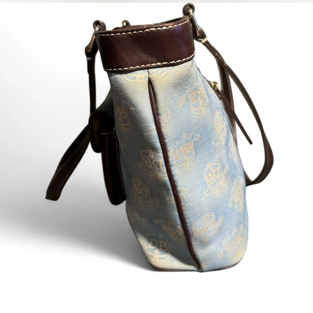 Dooney & Bourke East West Canvas / Leather Trim Donegal Crest Tote Shoulder Bag - Image 5