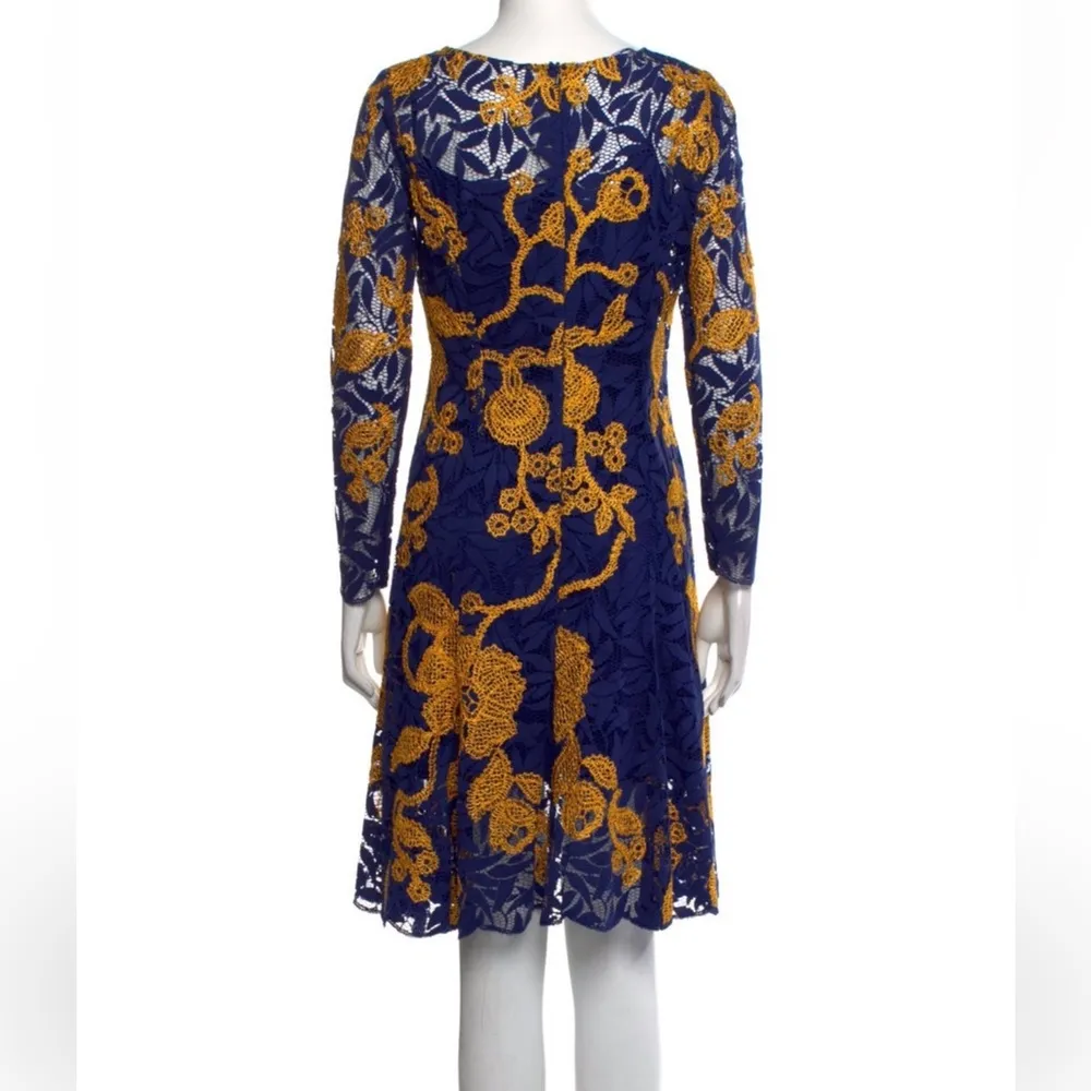 NWOT Oscar de la Renta Blue and Gold Lace Dress - Image 10