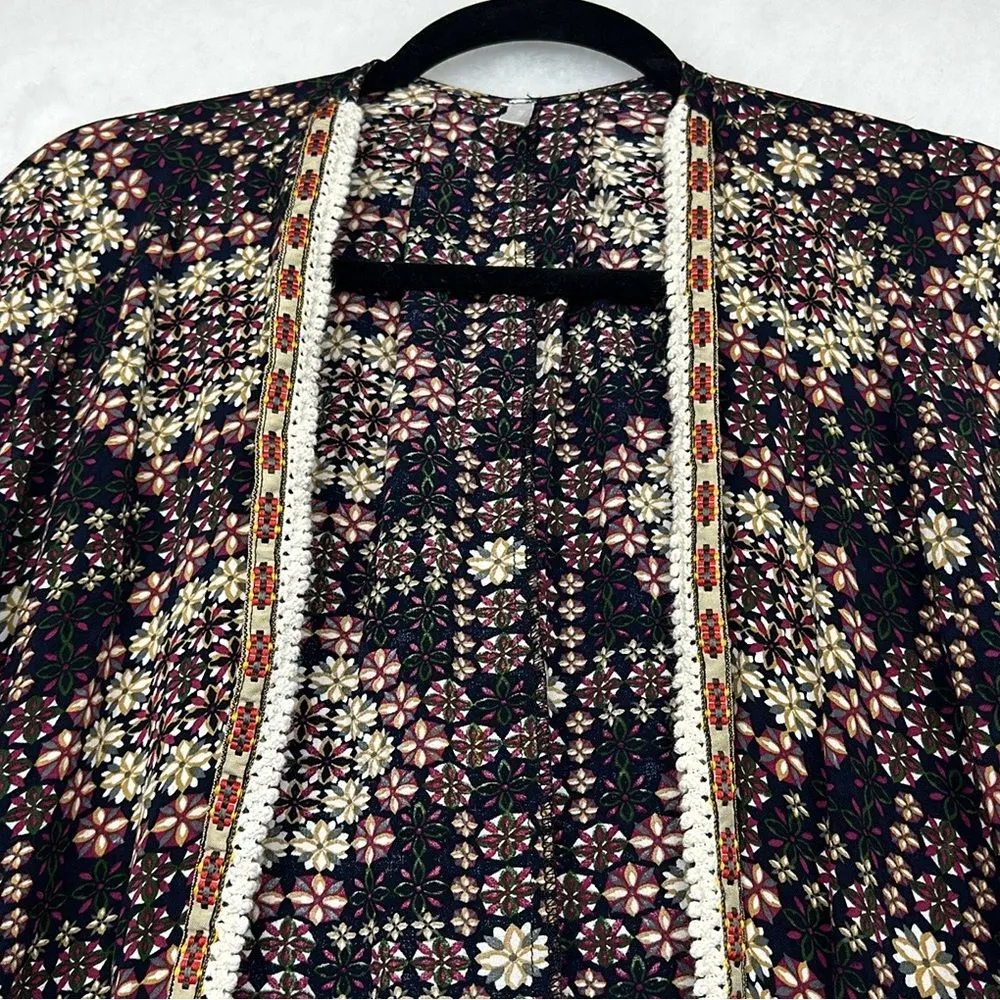 Pink Blush Floral Print Cocoon Style Kimono One Size - Image 2