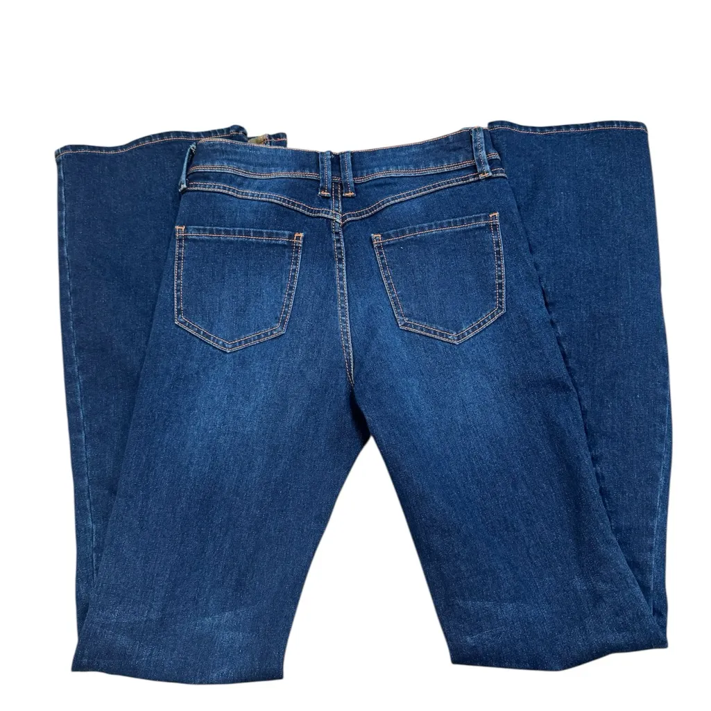 Vintage Y2K Low Rise Flare Jeans Zip Hem | Side Zip Bell Bottom | 2000s Size XS Blue - Image 3